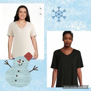 Like new! 2~ Time and Tru Crewneck Tunic Tees Black, Beige size small